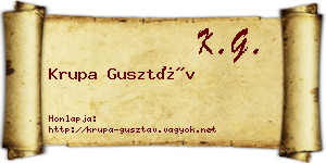 Krupa Gusztáv névjegykártya